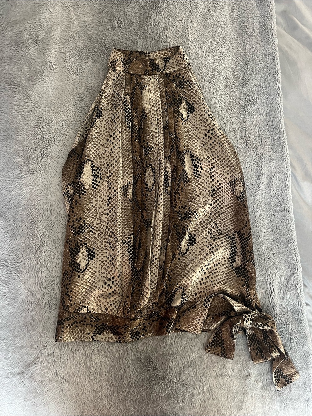 Fred David Brown and Black Snake-Print Halter Top
